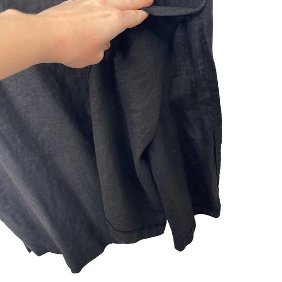 Match Point maxi black 100% linen dress Sz‎ L boho lagenlook - Picture 7 of 8